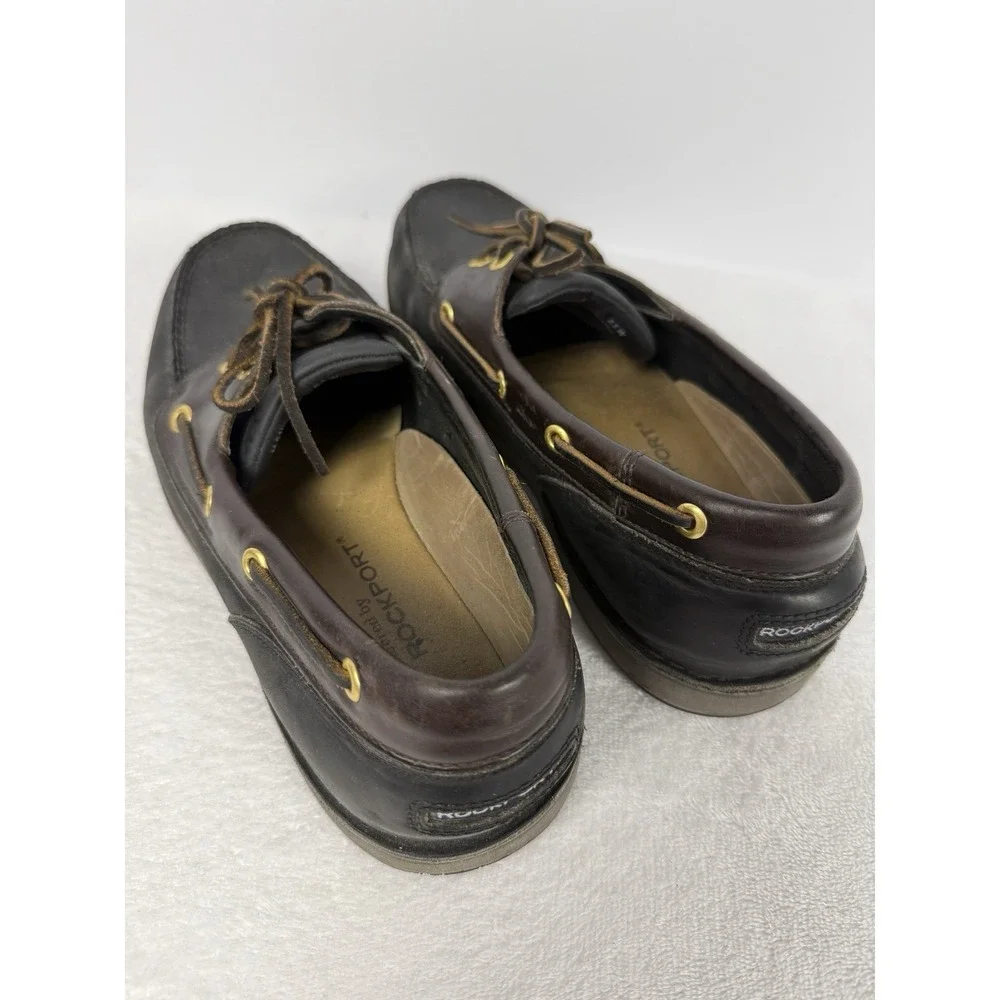 Rockport Brown Leather Boat‎ Shoes Lace-Up Moc Toe Comfort Men's 8.5 W